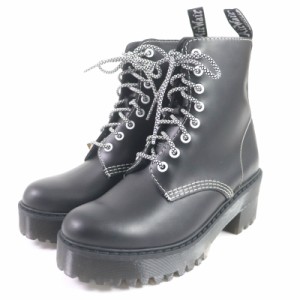 未使用品□Dr.Martens ドクターマーチン SHRIVER HI CS レザー 厚底 レースアップ ヒールブーツ アンクルブーツ 黒 5 箱付き レディース