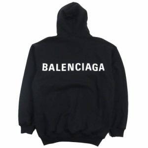 美品●BALENCIAGA バレンシアガ 2018年製 518215 バックロゴ プルオーバー スウェットパーカー フーディ ブラック XS 正規品 メンズ