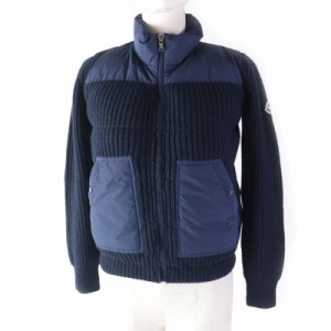 未使用品★モンクレール 23年製 CARDIGAN キッズ ロゴワッペン付 ニット切替 ダウンジャケット 紺 12anni 152cm 正規品 レディース可◎