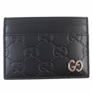 極美品△GUCCI グッチ 473927 レザー グッチシマ シグネチャー パスケース カードケース ブラック シルバー金具 箱・袋付き 伊製 メンズ