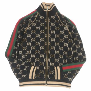 極美品□GUCCI グッチ 定価269500円 22AW 695955 ウェブライン GGコットンジャージー トラックジャケット 黒 キャメル XS 伊製 正規品