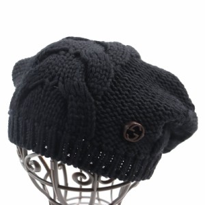 極美品●GUCCI グッチ 300052 ウール100％ インターロッキングG ケーブル編み 帽子 ニットキャップ ブラック L イタリア製 正規品 メンズ