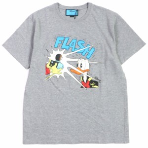 未使用品▼GUCCI グッチ 548334 FLASH ドナルドダック  コットン クルーネック 半袖Ｔシャツ グレー XL イタリア製 正規品 メンズ