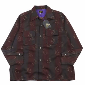 未使用品●Needles ニードルス 23AW NS200 Classic Shirt クラシックシャツ パピヨンジャガード 長袖シャツ ブラウン系 L 日本製 正規品