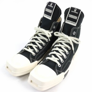 極美品△コンバース リックオウエンス 定価33630円 TURBODRK Chuck 70 スクエアトゥ ハイカットスニーカー 黒 オフホワイト 28cm メンズ