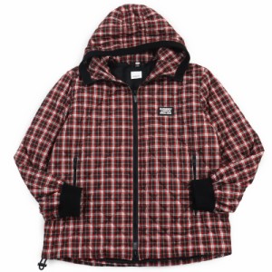 極美品●BURBERRY バーバリー 4565615 ロゴラバーワッペン チェック柄 中綿キルティング フーディ ジップジャケット マルチ L 正規品