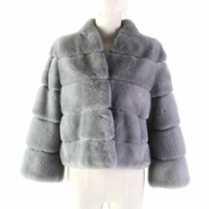 極美品★ANAYI アナイ SAGA FURS サガファーズ 本毛皮 ミンク ノーカラージャケット グレー 38 日本製 レディース　エレガント◎