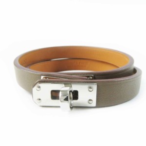 極美品◎HERMES エルメス ケリー ドゥブルトゥール エトゥープ シルバー金具 ブレスレット ヴォースイフト T4 W刻印 箱・保存袋付き 仏製