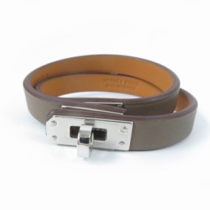 未使用品☆HERMES エルメス ケリードゥブルトゥール エトゥープ シルバー金具 ブレスレット T2 U刻印 箱・保袋付 フランス製 レディース
