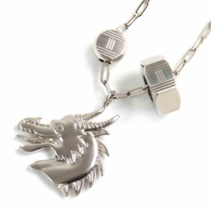 極美品△HERMES エルメス タリスマン ドラゴン Hモチーフ ペンダント ネックレス アクセサリー シルバー 箱付き フランス製 レディース