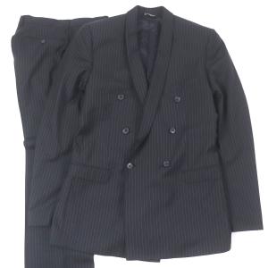 春夏物 2パンツ ベーシック2釦スーツ 濃グレー/ストライプ メンズ