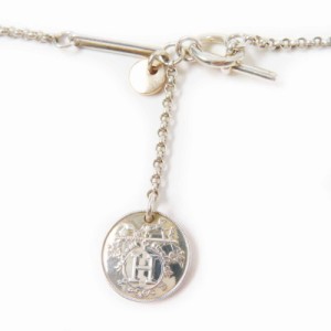 美品◎HERMES エルメス エクスリブリス PM ネックレス／ペンダント SV925 AU750 シルバー ピンクゴールド 箱付き フランス製 重量8.25g