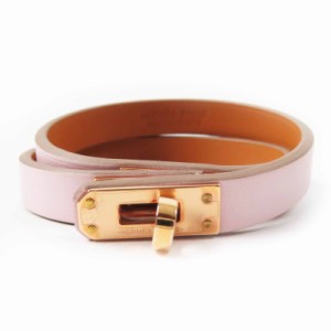 未使用品◎HERMES エルメス ミニケリー ドゥブルトゥール  ピンクゴールド金具 ブレスレット レザー ライトピンク T2 B刻印 箱・保存袋付