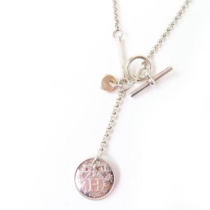 美品☆HERMES エルメス エクスリブリスPM ネックレス AG925 AU750 ペンダント シルバー ゴールド フランス製 重量8.4g レディース