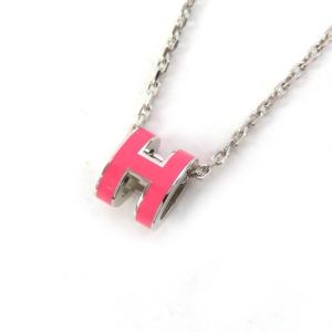 極美品△HERMES エルメス Mini Pop H pendant ミニポップ H ペンダント ネックレス ピンク シルバー 箱・保存袋付 フランス製 レディース