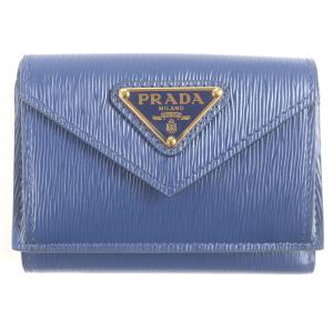 未使用品□PRADA プラダ 1MH021 レザー トライアングルロゴ ヴィッテロムーブ コンパクトウォレット 三つ折り財布 BLUETTE 箱付き メンズ