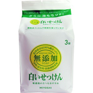 ミヨシ石鹸 無添加 白いせっけん 108g×3個[4537130102459] 食品用天然油脂使用 本釜焚き製法 純石けん 敏感肌 赤ちゃん 石けん成分100% 