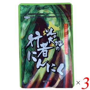 北の大地の行者にんにく 60粒 3個セット 野草酵素 サプリ 行者ニンニク ソフトカプセル 天然 北海道 アイヌネギ 送料無料