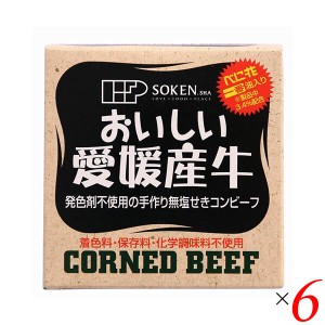 コンビーフ お取り寄せ 缶詰 創健社 愛媛産牛 無塩せきコンビーフ 80g 6個セット 送料無料