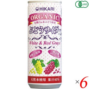 光食品 サイダー 炭酸ジュース ヒカリ オーガニックぶどうサイダー＋レモン 250ml 6本セット