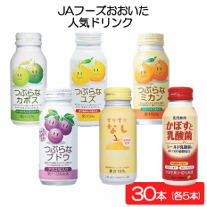 送料無料 JAフーズおおいた 人気ドリンク（つぶらなカボス・ユズ・ミカン・ブドウ・すりすりなし・かぼすと乳酸菌 各5本）30本セット