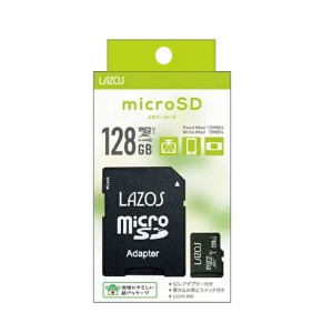 LAZOS microSDカード SDXC 128GB クラス10 UHS-I U3 ネコポス可能