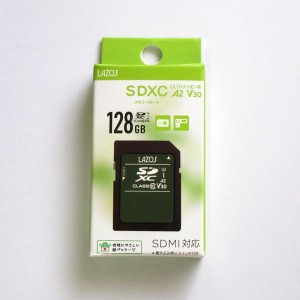 LAZOS SDカード SDXC 128GB クラス10 U3 A2 V30 L-B128SD10-U3V30A2 ネコポス可能