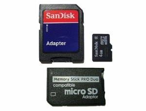 ネコポス可能■SanDisk microSDHC 4GB + メモリースティック PRO Duo+SD 3点セット PSP/SDHC対応