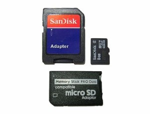 ■microSDHC8G + メモリースティック Pro Duo + SDの8GB 3点セット マイクロSD 高速メモリースティックアダプタ【ネコポス送料無料】