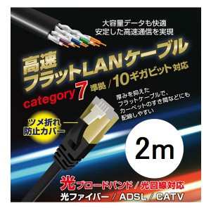 LANケーブル 2m CAT7 カテゴリー7 フラット 高速通信 ツメ折れ防止設計 L-LNC2 ネコポス送料無料