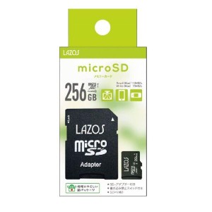 LAZOS microSDカード SDXC 256GB クラス10 UHS-I U3 ネコポス送料無料