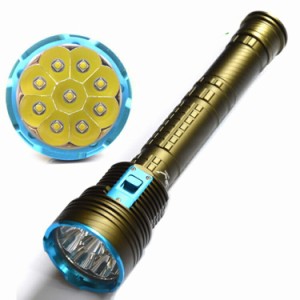 Diving Flashlight 9x CREE xm-l2 ledダイビングライト 14000 ルーメン＋正規品TrustFire 保護回路付き18650リチウムイオン電池(3400mAh)