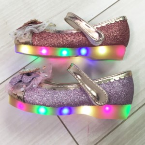 光る靴 光る シューズ ソールライト 光るフォーマル靴 サンダル ソールライトシューズ LEDライト ドレスに合わせる靴 キッズ 15cm 16cm 1