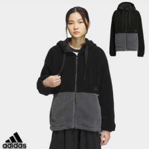 アディダス ボアジャケット adidas カラーブロック ルーズフィット ボア フルジップジャケット レディース　IEH74　IK9865