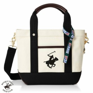 ビバリーヒルズポロクラブ トートバッグ BEVERLY HILLS POLO CLUB キャンバス トートバッグ ショルダーストラップつき BH1006N　アイボリ