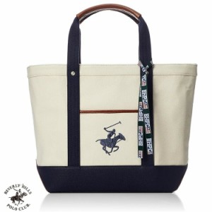 ビバリーヒルズポロクラブ トートバッグ BEVERLY HILLS POLO CLUB キャンバス トートバッグ L BH1008N　アイボリー／ネイビー