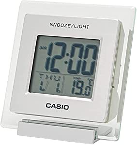 CASIO(カシオ) 目覚まし時計 シルバー デジタル 温度 カレンダー 表示 ミニサイズ DQ-735-8JF(中古品)