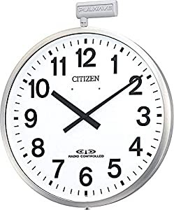 リズム CITIZEN シチズン 屋外用 大型 電波時計 掛け時計 パルウエーブ M611B 4MY611-B19 シルバー(中古品)