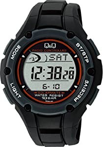 [シチズン Q&Q] 腕時計 デジタル 電波 ソーラー 防水 日付 ウレタンベルト MHS6-300 メンズ ブラック(中古品)