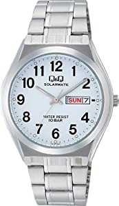 [シチズン Q&Q] 腕時計 アナログ ソーラー 防水 日付 曜日 メタルバンド H010-204 メンズ ホワイト(中古品)