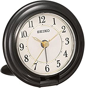 セイコー クロック 目覚まし時計 トラベラ アナログ 黒 QQ637K SEIKO(中古品)