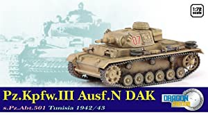 ドラゴン 1/72 ドラゴンアーマー WW.II ドイツ軍 III号戦車 N型 DAK 第501重戦車大隊 チュニジア 1942/43 塗装済完成品(中古品)