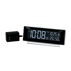 (セイコークロック) SEIKO CLOCK 電波目覚まし時計 DL207S LED カラフルな文字表示 ACアダプター 銀色メタリック デジタル(中古 