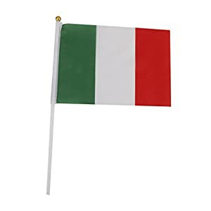 【ノーブランド品】イタリア国旗　 ミニ 国旗 手旗　１２枚(中古品)