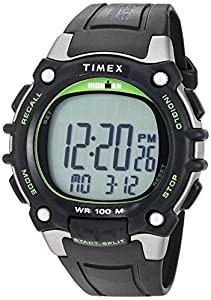 Timex (タイメックス) フルサイズ アイアンマン クラシック 100 腕時計%ｶﾝﾏ% ブラック/グリーン%ｶﾝﾏ% クロノグラフ。(中古品)