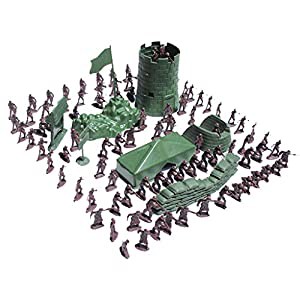 【ノーブランド 品】おもちゃ　兵士モデル　セット　3cm　約100pcs　ミリタリーモデル　軍戦闘ゲーム　ギフト　フィギュア(中古 