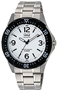 [シチズン Q&Q] 腕時計 アナログ ステンレスモデル 防水 メタルバンド 白 文字盤 W376-204 メンズ シルバー(中古品)