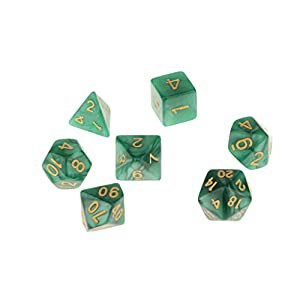 【ノーブランド 品】マルチ面　ダイス　TRPGゲーム　ダンジョン＆ドラゴン　D4-D20　小道具　7PCS 　全6色 - グリーン(中古品)