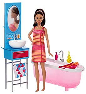 (バービー) Barbie バスルーム&amp;バービー人形セット(中古品)