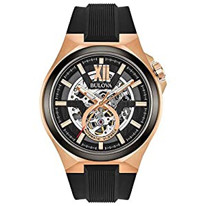 Bulova メンズ腕時計 自動巻き ステンレススチール シリコーン カジュアルウォッチ ブラック 98A177モデル(中古品)